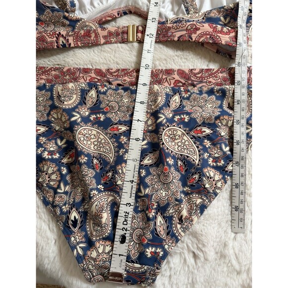 BODEN Arezzo V-neck Bikini Top True Navy, Paisley Terrace & Matching Bottom 8-10 - Picture 4 of 10